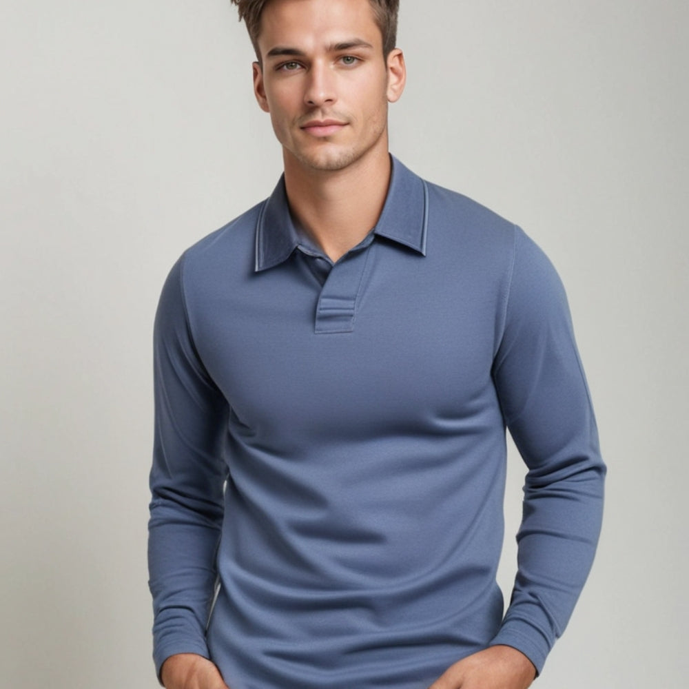 Steave - Elegant overhemd met lange mouwen en kraag naar beneden