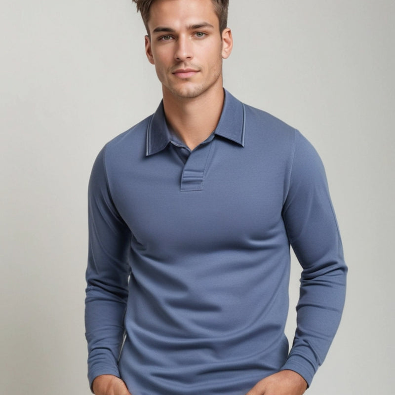 Steave - Elegant overhemd met lange mouwen en kraag naar beneden