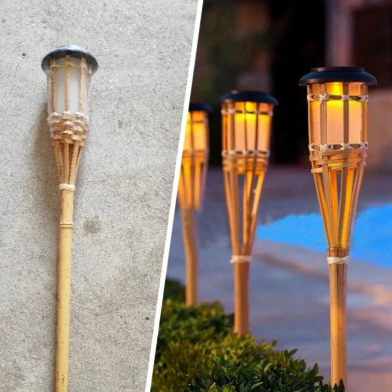 SunFlare – Set van 5 Zonnelampen in Fakkelstijl met Vlam-Effect LED en Weerbestendig Ontwerp