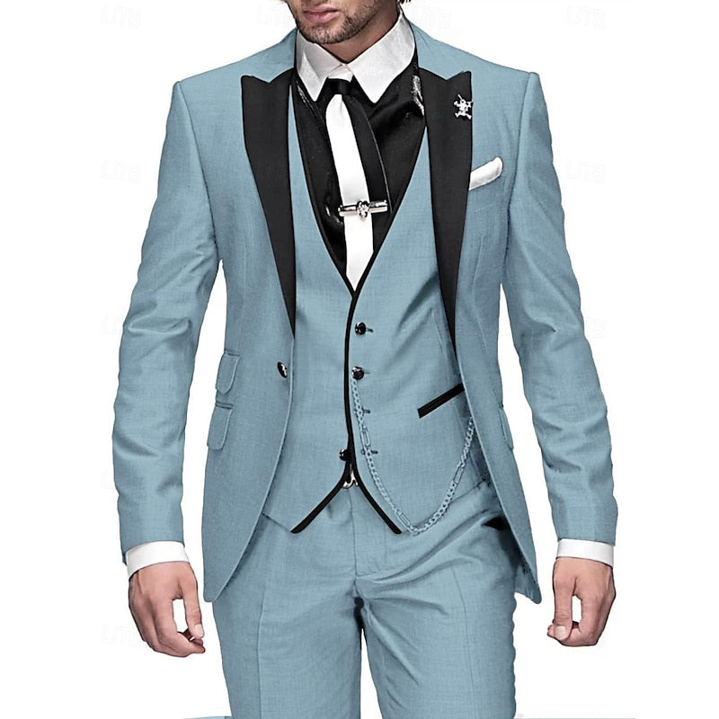 Leon – Driedelig Herenpak met Revers Blazer, Gilet en Tailored Broek