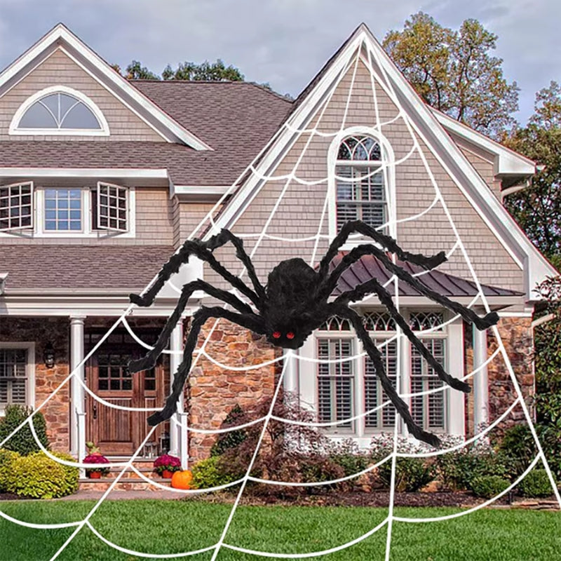 CreepNest – Reuzen Halloween Spinnenset met Webben en Buitenaccessoires