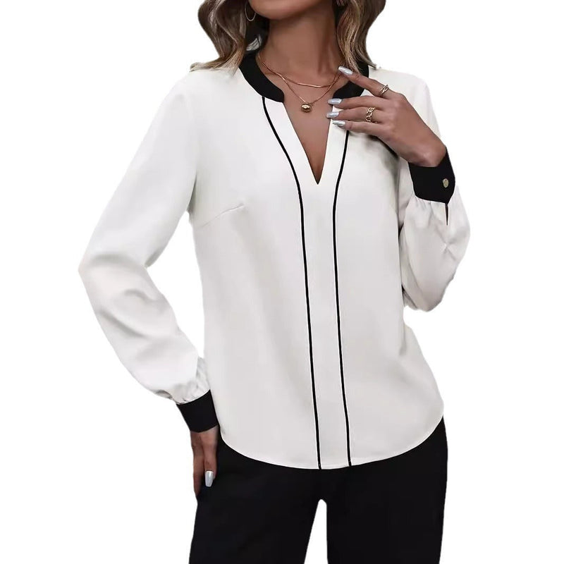 Isabella - Elegante blouse met lange mouwen en V-hals