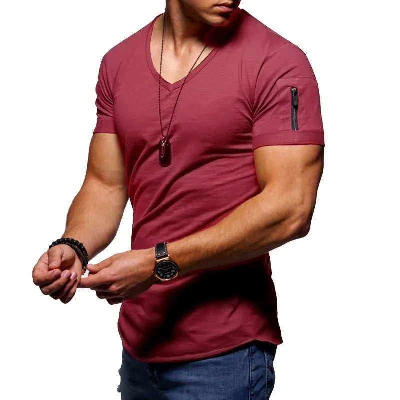 Harrie - Basic V-hals shirt met halve mouwen