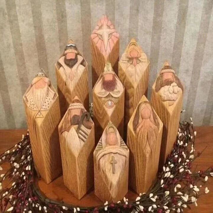 HeavenlyGlow – Kerststalzuilbeelden voor een elegante en spirituele kerstdecoratie