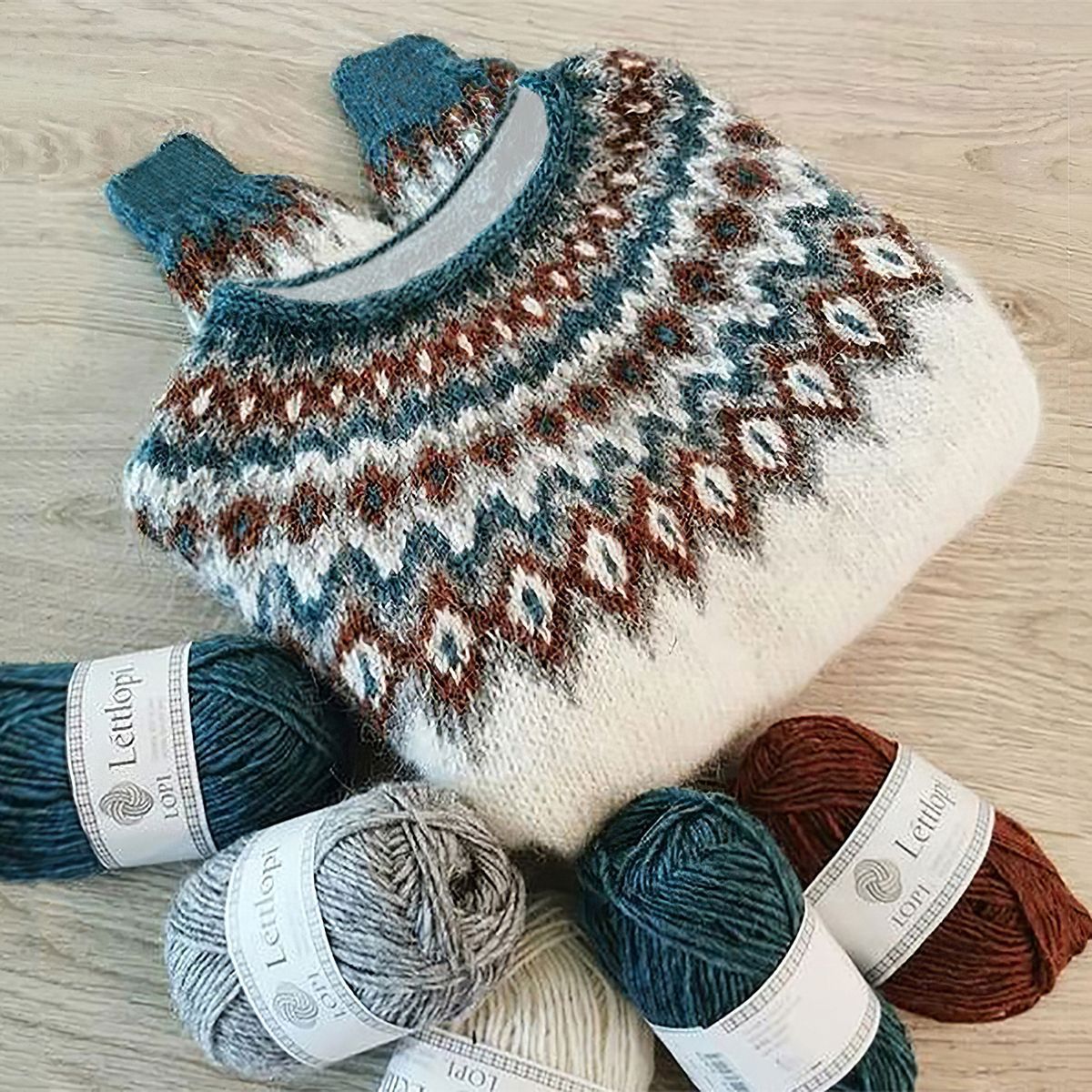 Lina - Slim Fit Fair Isle Trui met Geribde Boorden