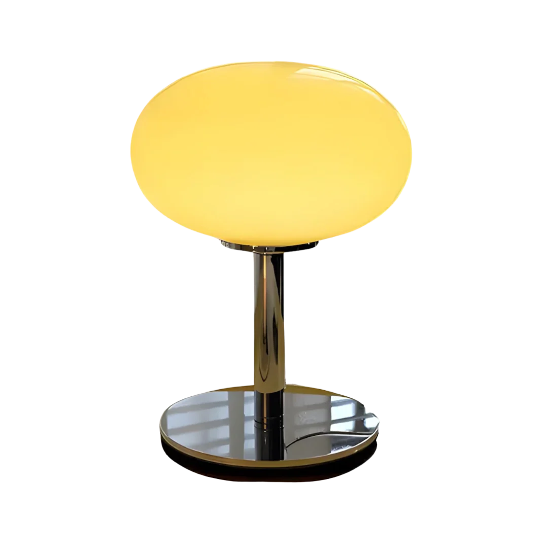 GleamGlow - Moderne Tafellamp met Ovale Glazen Kap en Strak Ontwerp
