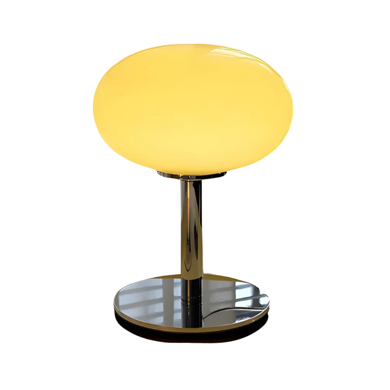 GleamGlow - Moderne Tafellamp met Ovale Glazen Kap en Strak Ontwerp