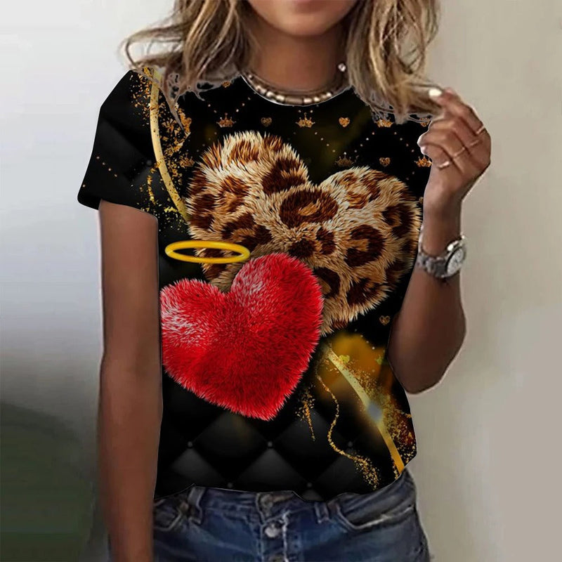Lucy - Stijlvol T-shirt met korte mouwen en bedrukte patronen