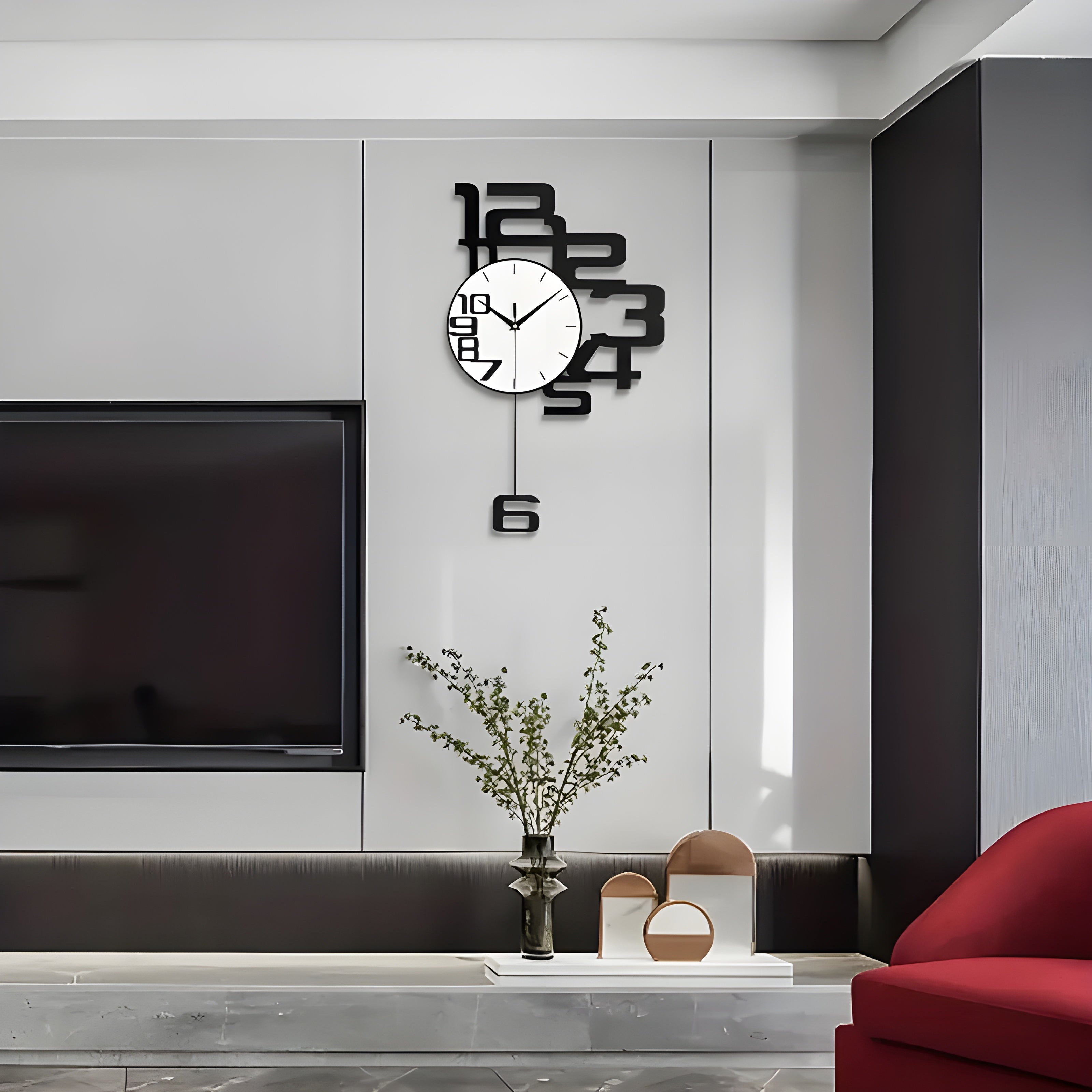 DecoTime - Stille wandklok met cijferindeling en uitgebalanceerd modern wanddesign