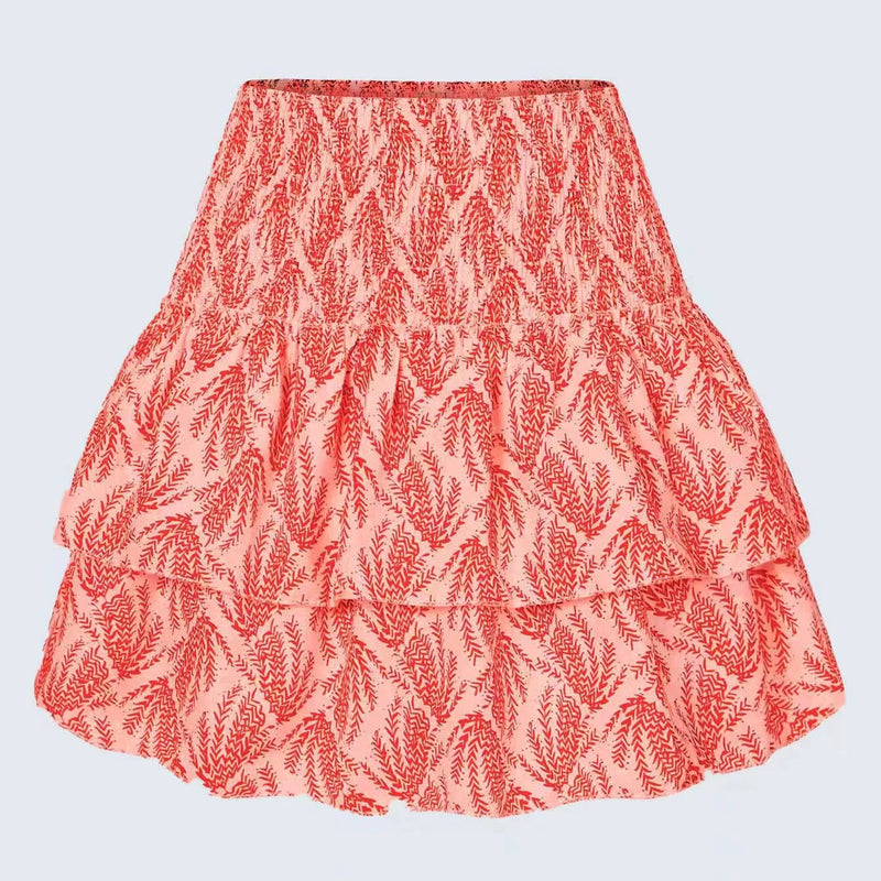 Shahed - Korte rok met ruches en bloemenprint