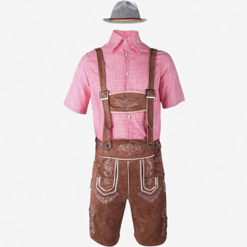 Bravo – Oktoberfest Lederhosen Kostuum met Overhemd en Bretellen