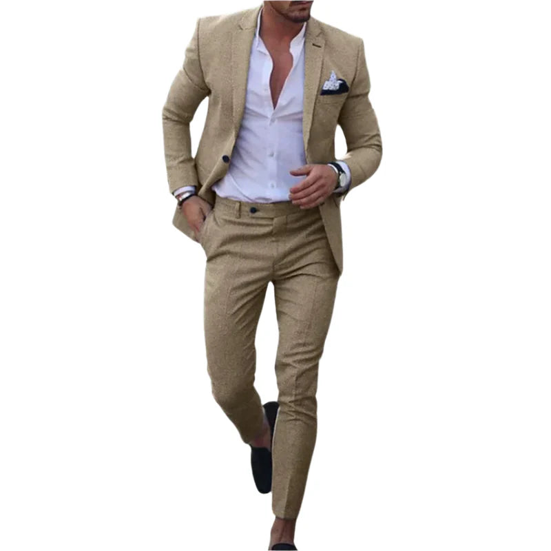 Adrian – Tweedelig Herenpak met Wijde Pijpen en Slim-Fit Blazer