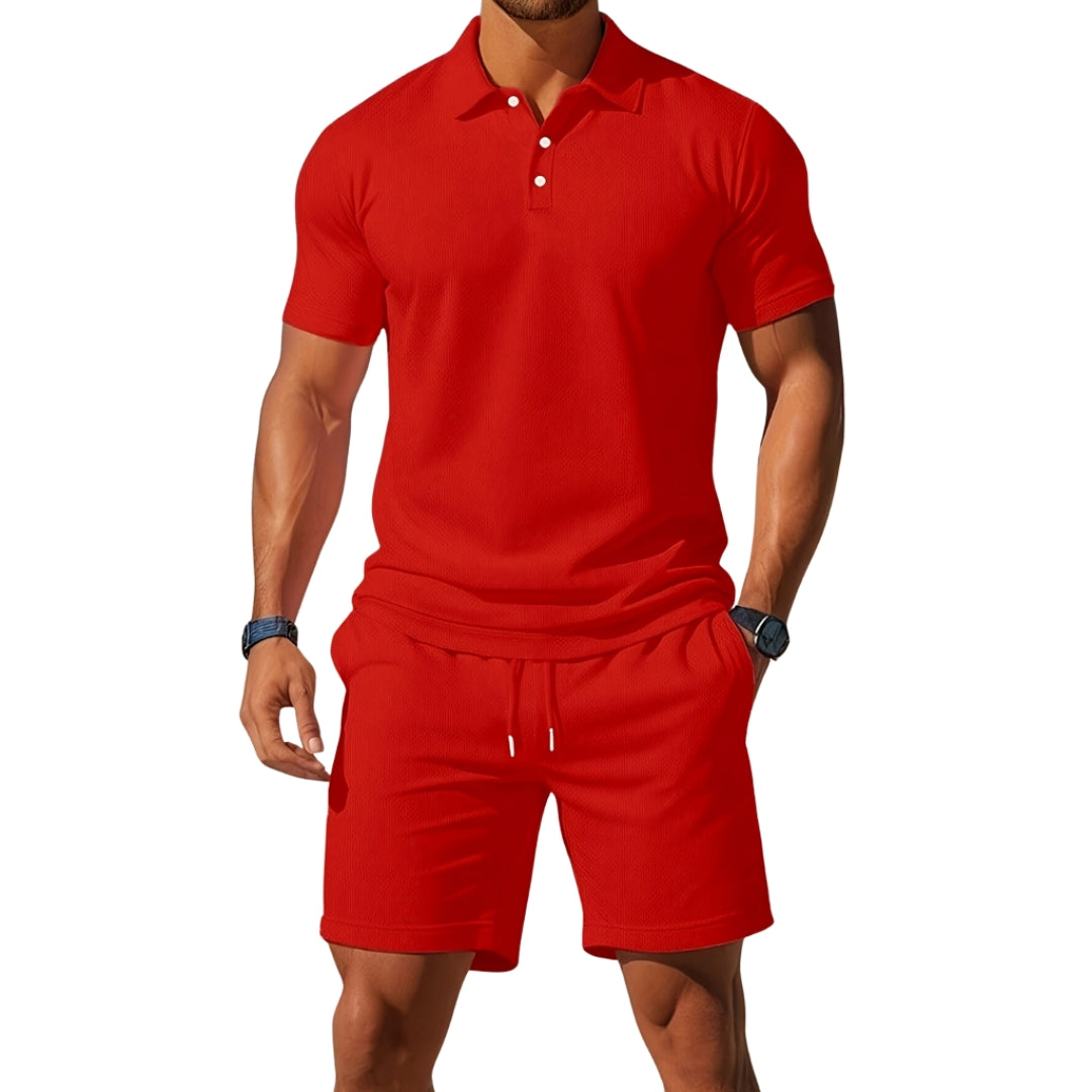 Leo - Set met Poloshirt met Korte Mouwen en Short met Verstelbare Taille