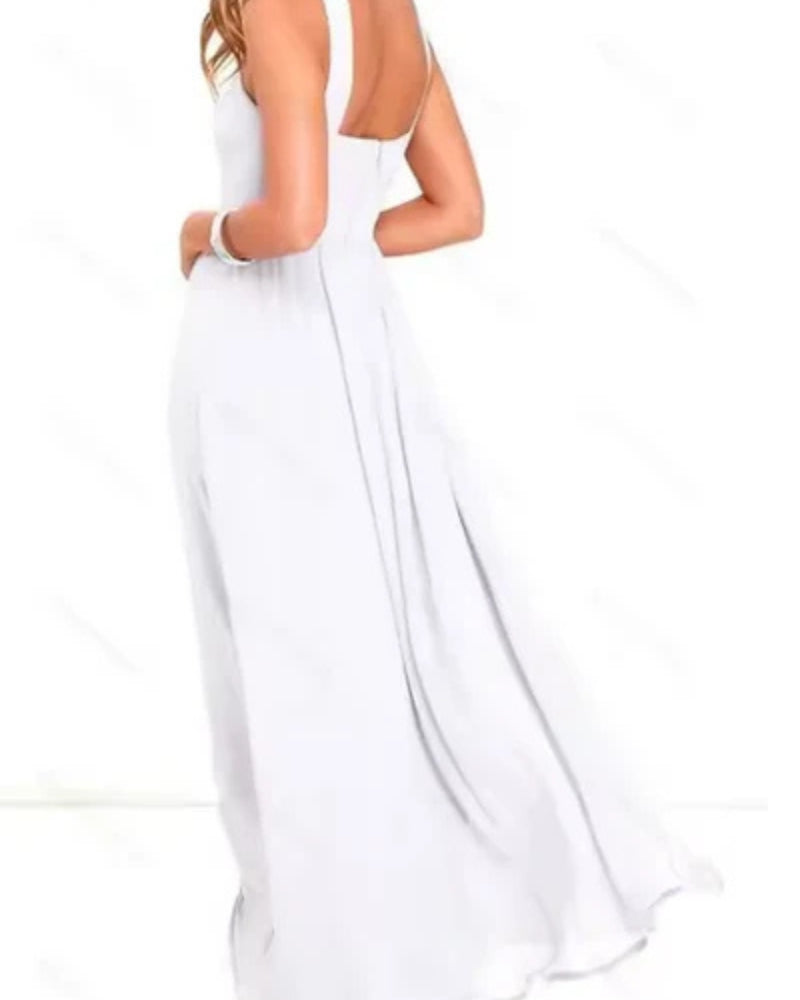 Velina – Elegante lange jurk met vloeiend silhouet en open rugontwerp