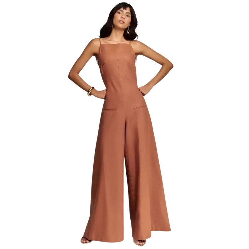 Riley - Jumpsuit met wijde pijpen zakken en open rug