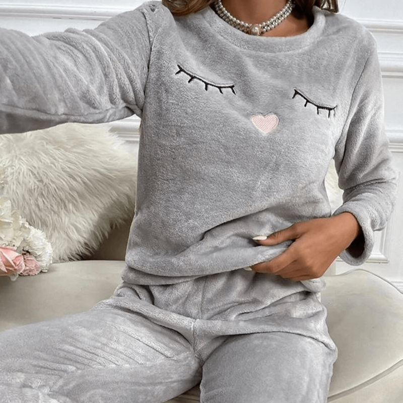 Louisa - Stijlvolle tweedelige pyjamaset met wimperprint voor ontspannen comfort