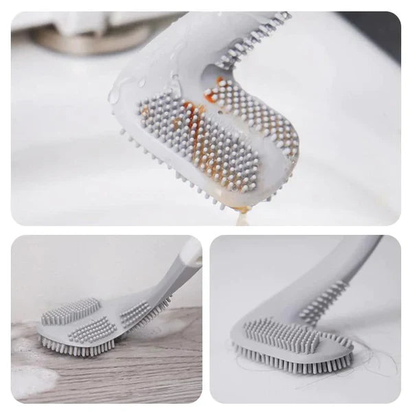 HygieneSwipe – Flexibele toiletborstel met platte kop en wandhouder voor bacterievrije reiniging