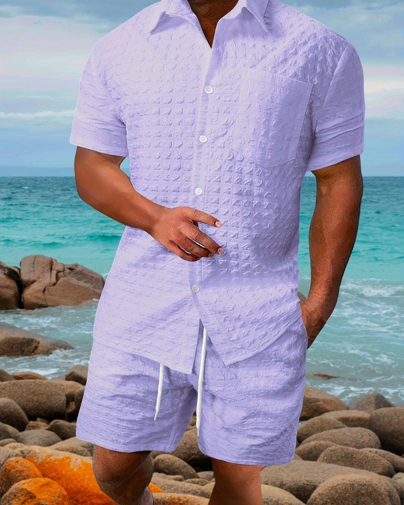Theo – Stijlvolle tweedelige set met overhemd met korte mouwen en relaxte shorts