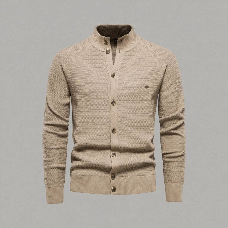 Malcolm - Lange Mouw Vest met Opstaande Kraag en Knoopsluiting