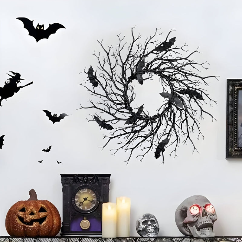 SpiderSpook – LED Halloweenkrans met vampier en spin voor deuren en ramen