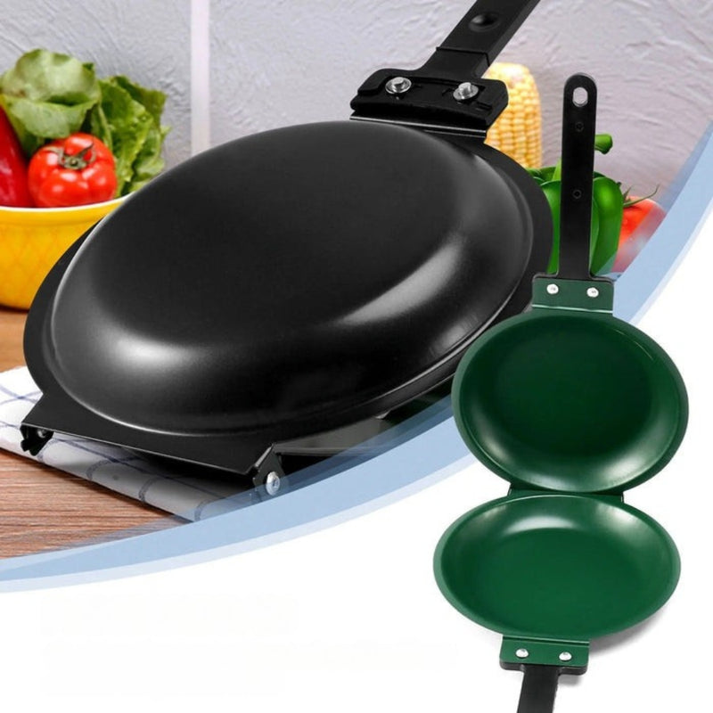 FlipMate – Compacte pannenkoekenpan met dubbele handgrepen en eenvoudig draaibaar ontwerp