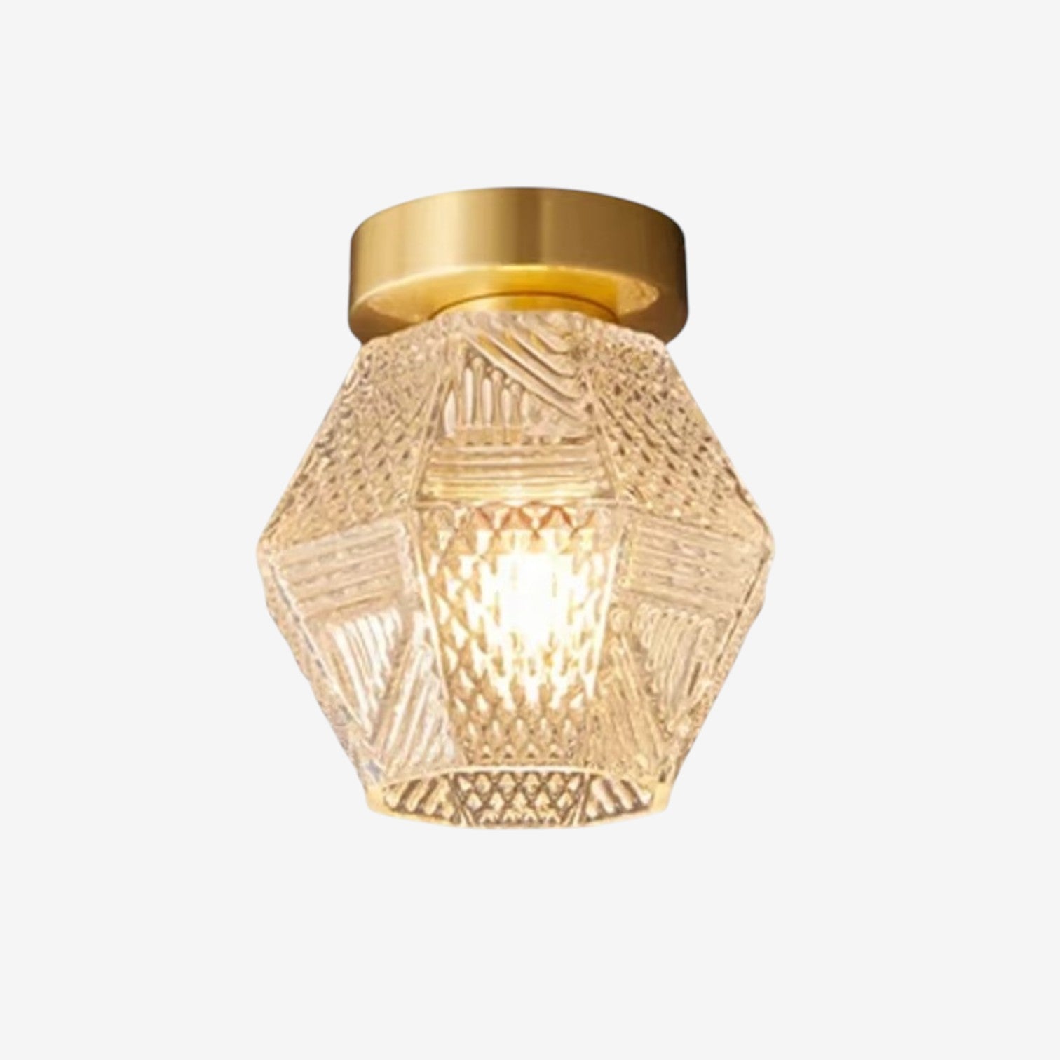 LumiDeco – Plafondlamp van Messing en Glas met Diamantslijp Ontwerp