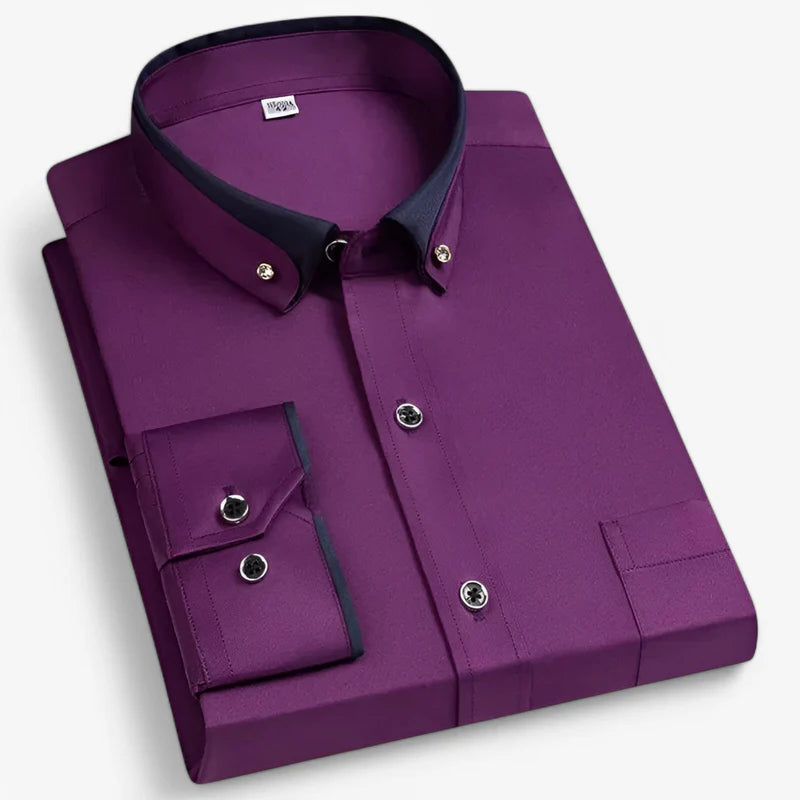Bruce - Elegant overhemd met lange mouwen knoopsluiting en kraag naar beneden