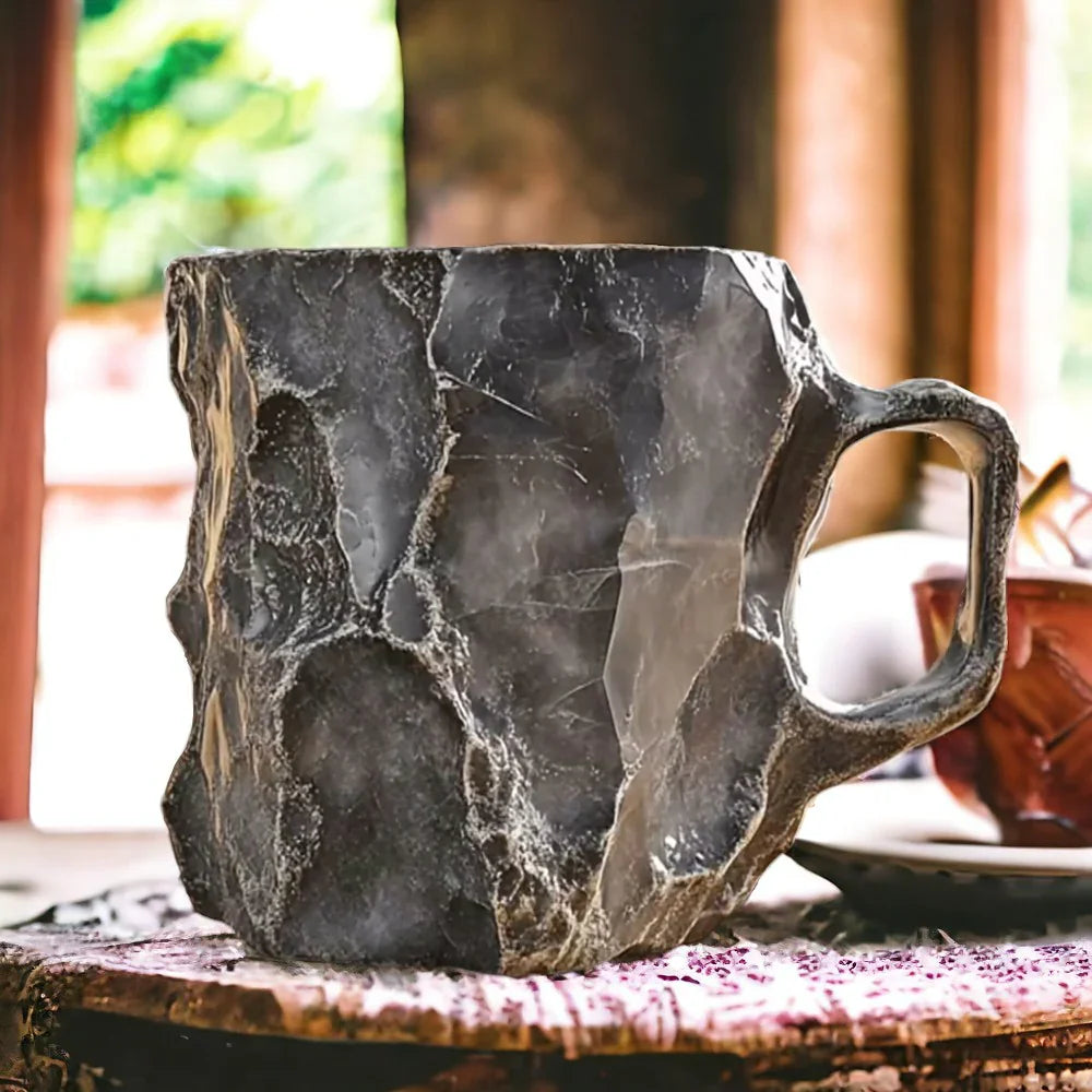 StoneSip – Handgemaakte mok met elegante steenachtige textuur en comfortabele handgreep