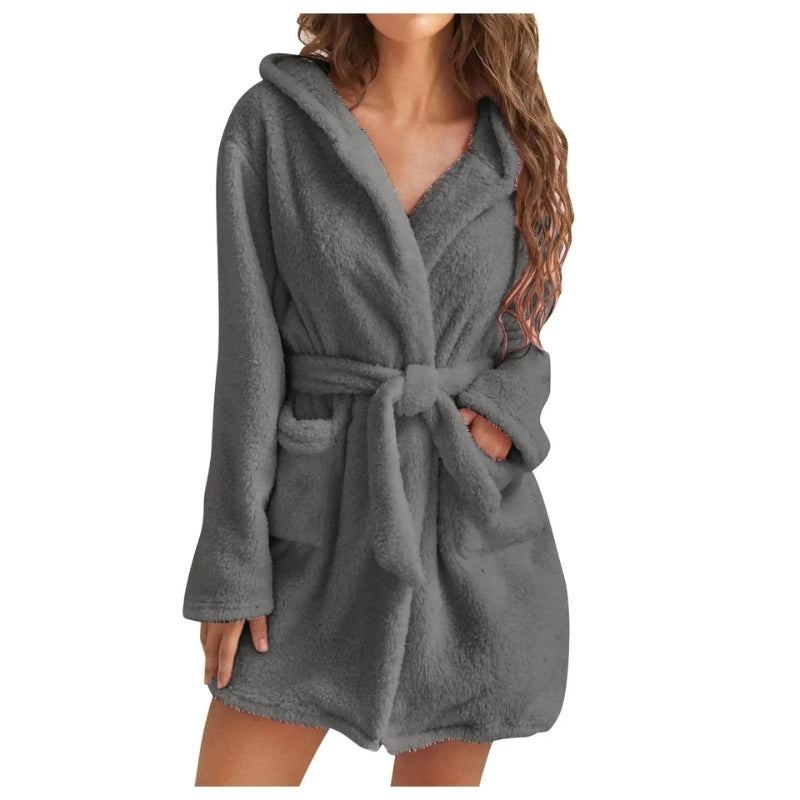 Lily - Stijlvolle fleece badjas met lange mouwen en zijzakken