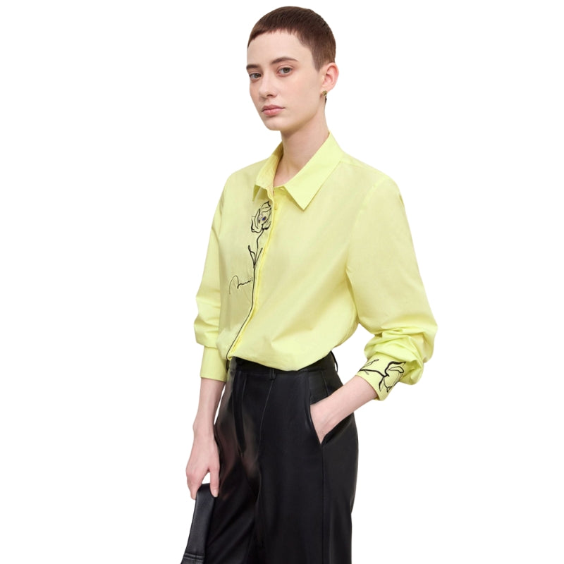 Charlotte - Blouse met rozenborduursel en klassieke kraag