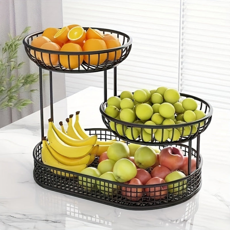 FruitHaven - 3 Laags Fruitmand met Geventileerd Ontwerp en Sterke Steunen