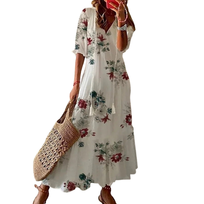 Caroline – Casual Jurk met Bloemenprint en Flatterende V-hals