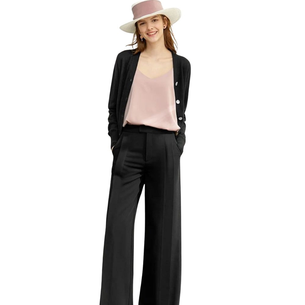 Stephanie - V hals cardigan met lange mouwen en knoopsluiting