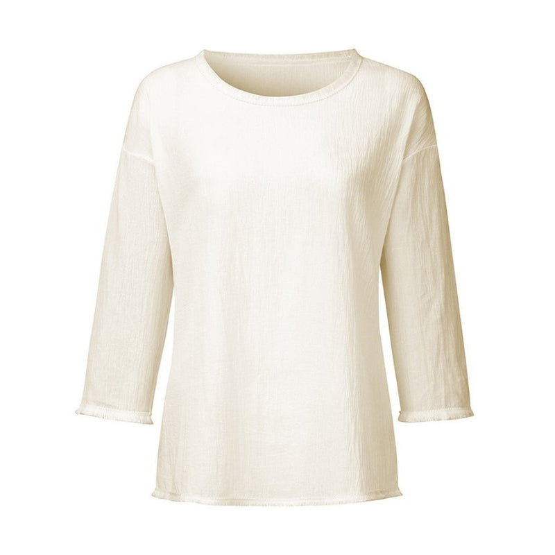 Lena – Elegante top met lange mouwen en diepe ronde halslijn