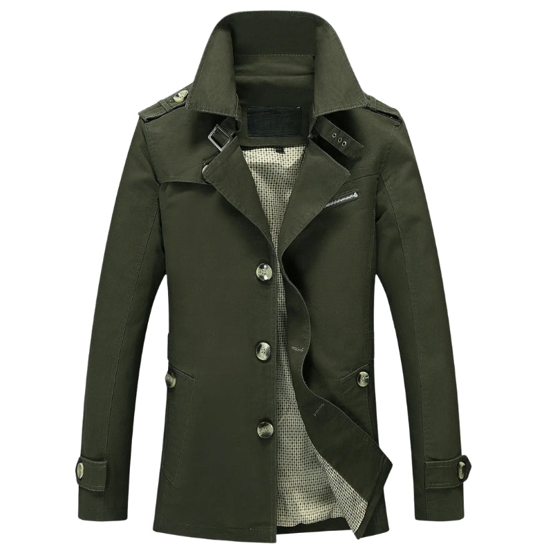 Easton - Lange trenchcoat met knoopsluiting en meerdere zakken