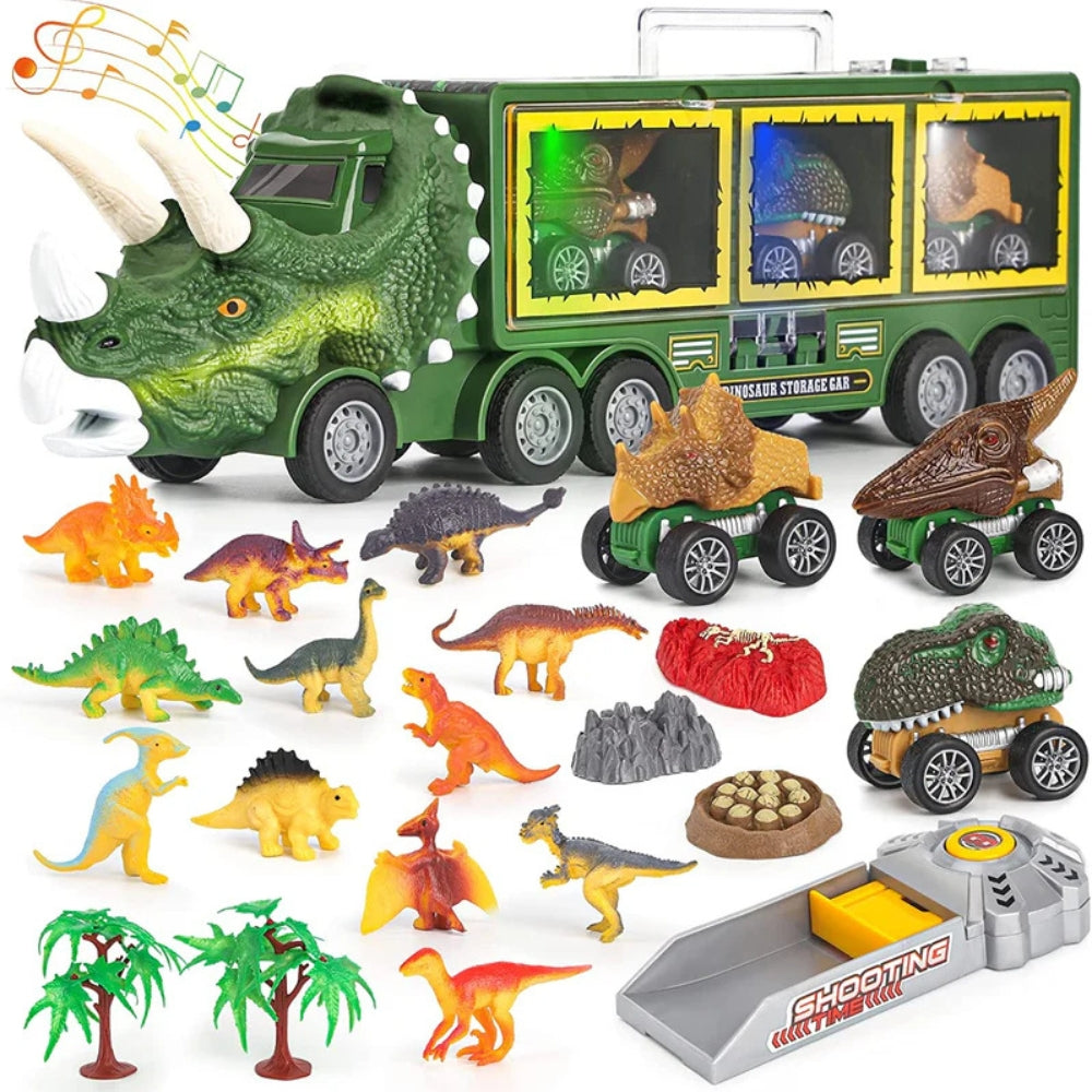 DinoHaul – Dinosaurus transportvrachtwagen speelgoed met mini-auto's en geluidseffecten