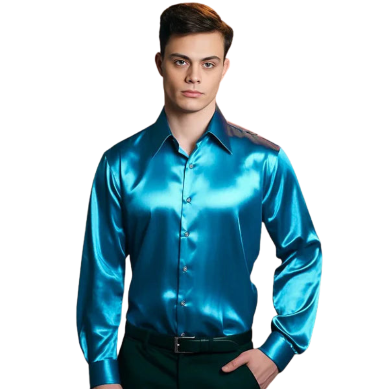 Jack – Slim Fit Zijde Lange Mouw Overhemd met Knoopsluiting en Reverskraag