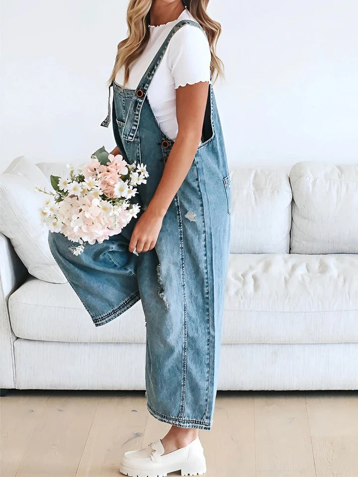 Leina - Stijlvolle losse jumpsuit met verstelbare bandjes en trendy accenten