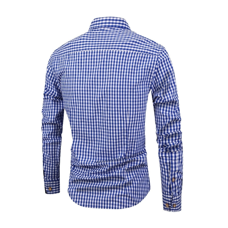 Ethan – Heren Overhemd met Lange Mouwen, Button-Down Kraag en Gingham Ruitpatroon