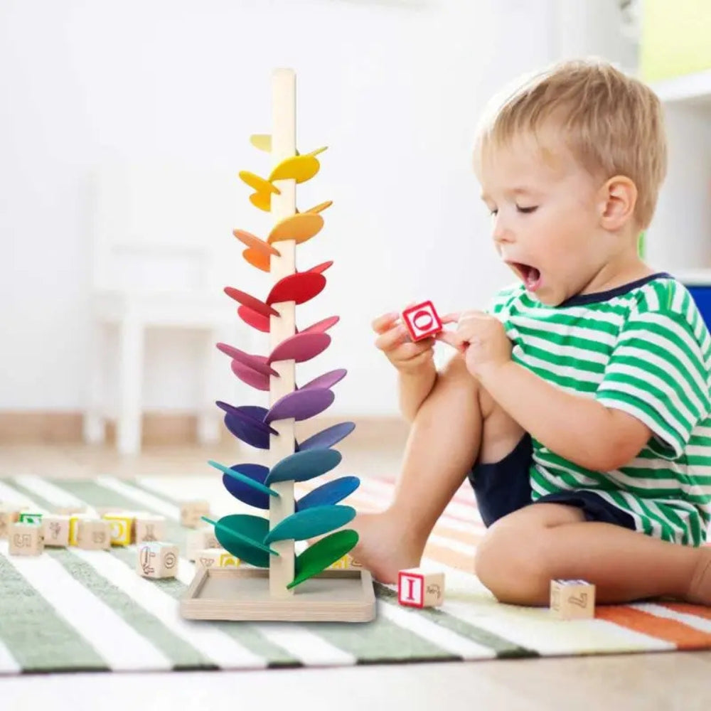 PlayBloom - Regenboogknikkerboom met rustgevend geluid en interactief druppelontwerp