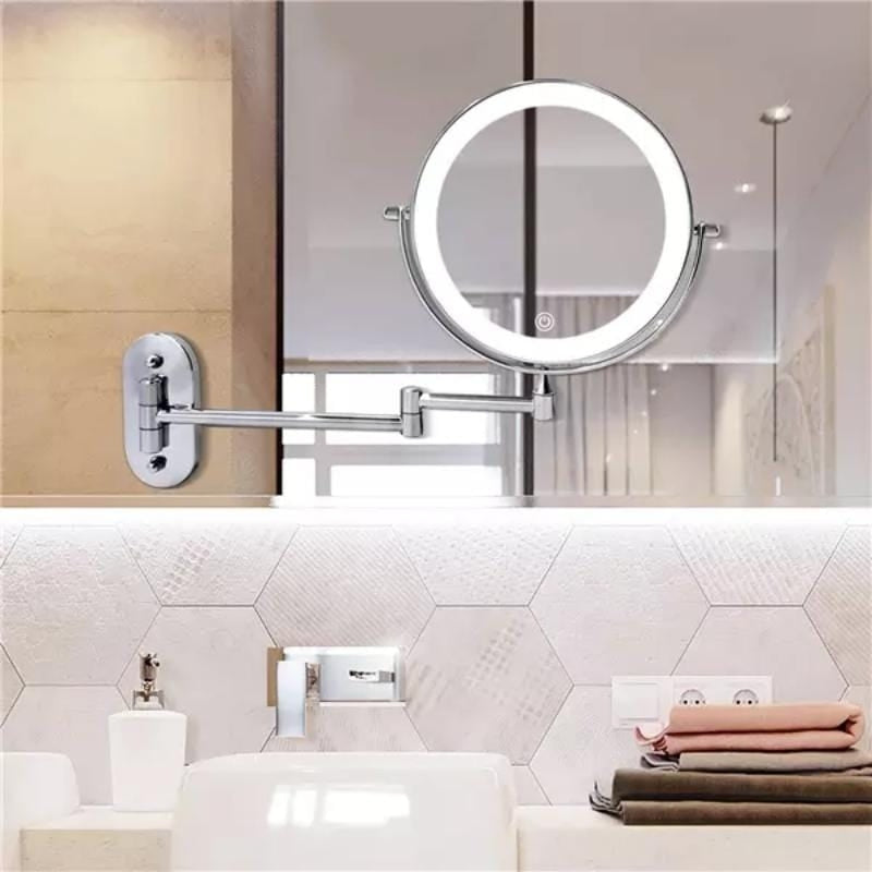 MirrorLux – Muurbevestigde LED Make up Spiegel met Verstelbare Verlichting en USB Opladen