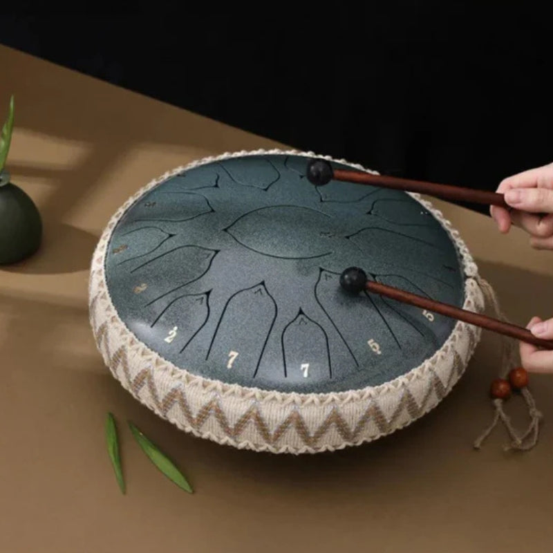 ToneEase – Stalen Hand Pan Trommelset met Drumstokken, Vingerplectrums en Decoratieve Stickers