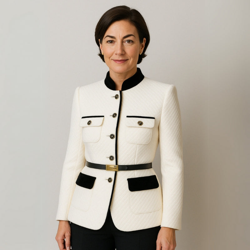 Beatrix - Blazer met Opstaande Kraag en Fluwelen Afwerking