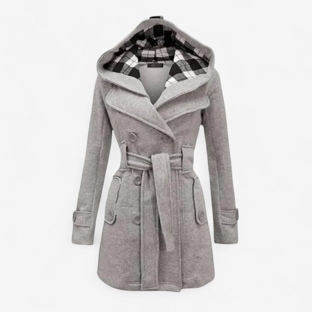 Celeste – Trenchcoat met Capuchon en Knopen aan de Voorzijde