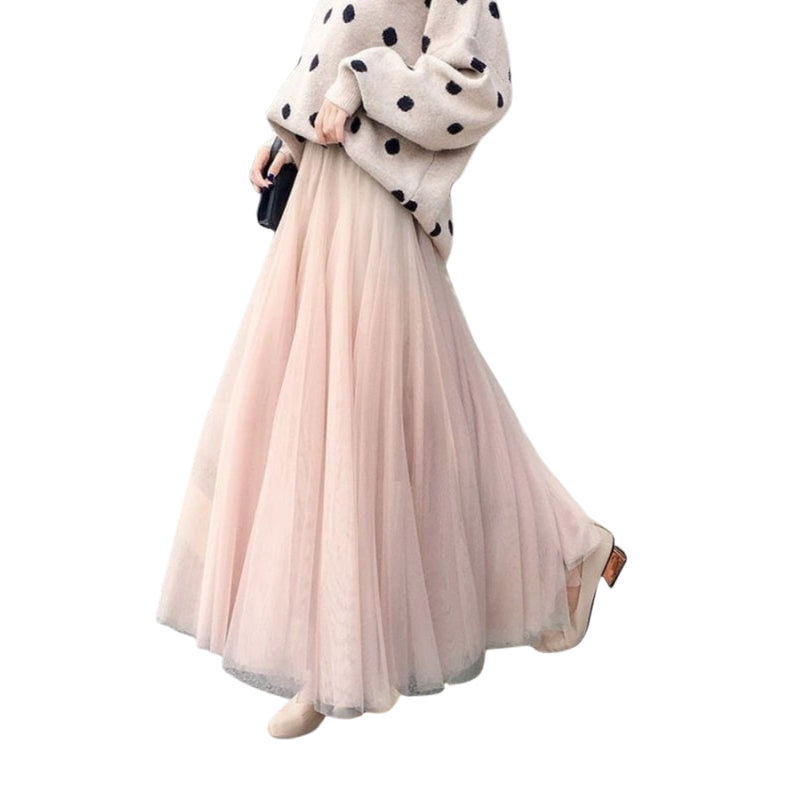 Elara - Mid Calf Rok met Hoge Taille en A Lijn Silhouet
