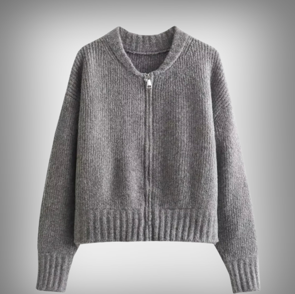 Rosa - Elegant vest met ronde hals en ritssluiting