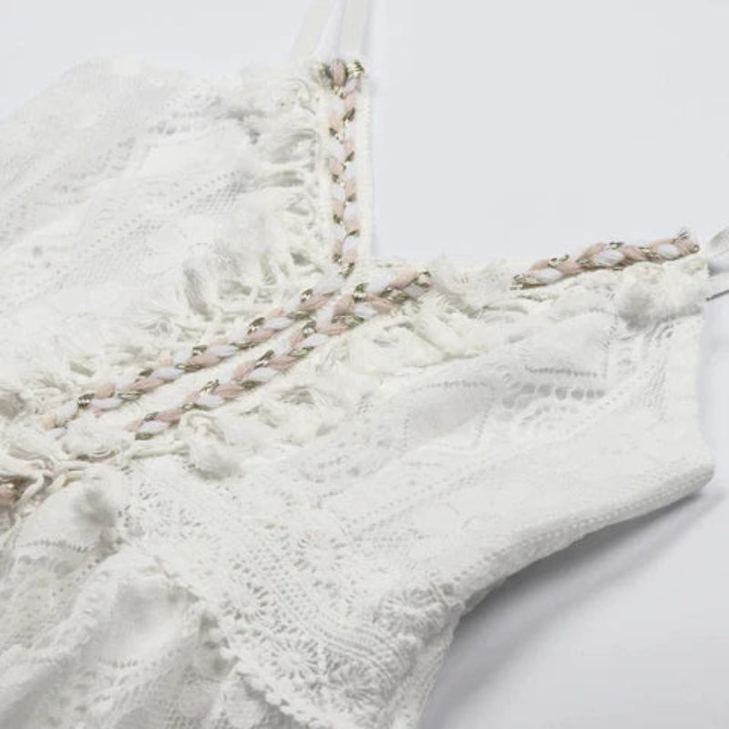 Bianca – Moderne maxi-jurk met V-hals en verstelbare dunne bandjes