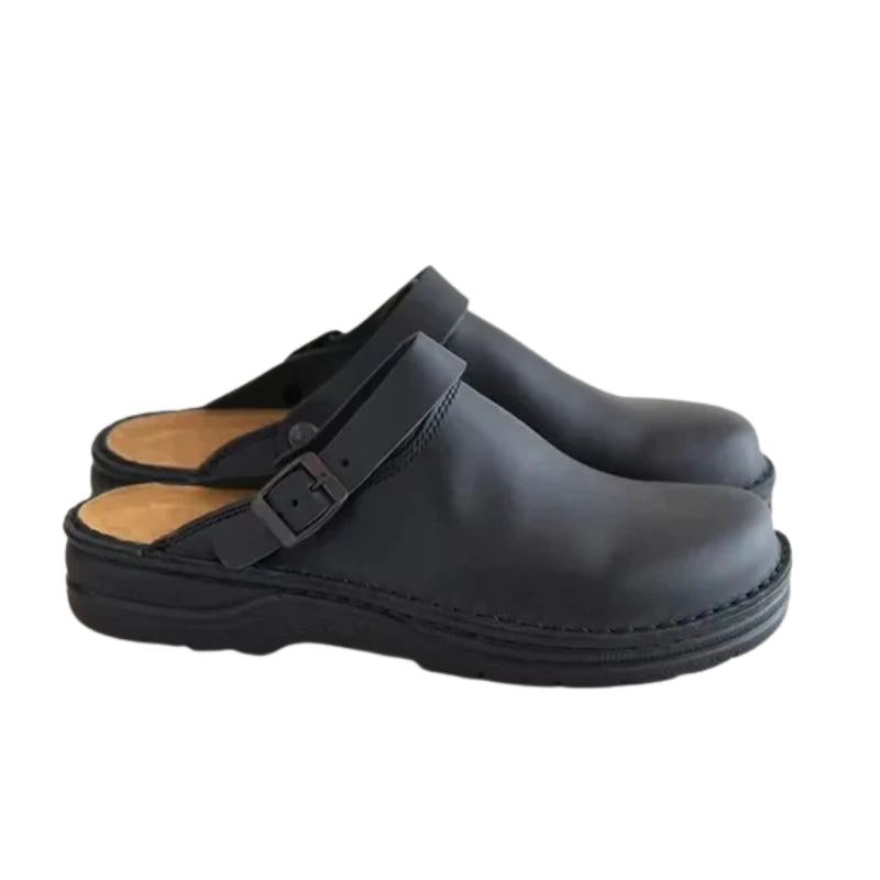 Ethan – Gesloten Slip-On PU Slippers met Verstelbare Gesp en Rubberen Zool