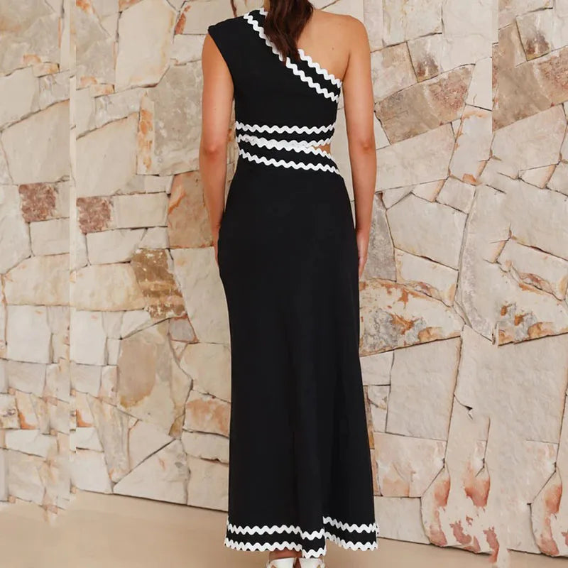 Sophia – Casual Gebreide Midi Jurk met Taille Detail