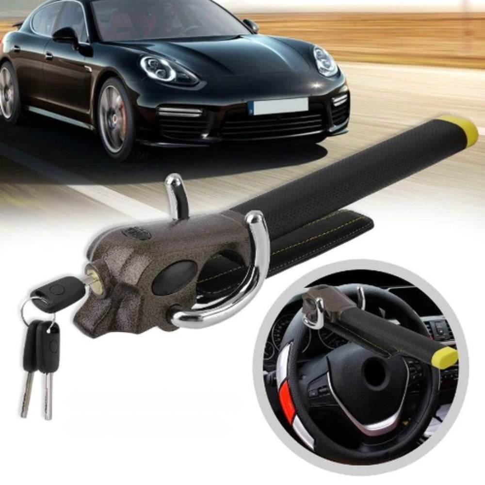 LockShield – Drievoudige autobeveiligingsstang met sabotagewaarschuwing en stuurwielbescherming